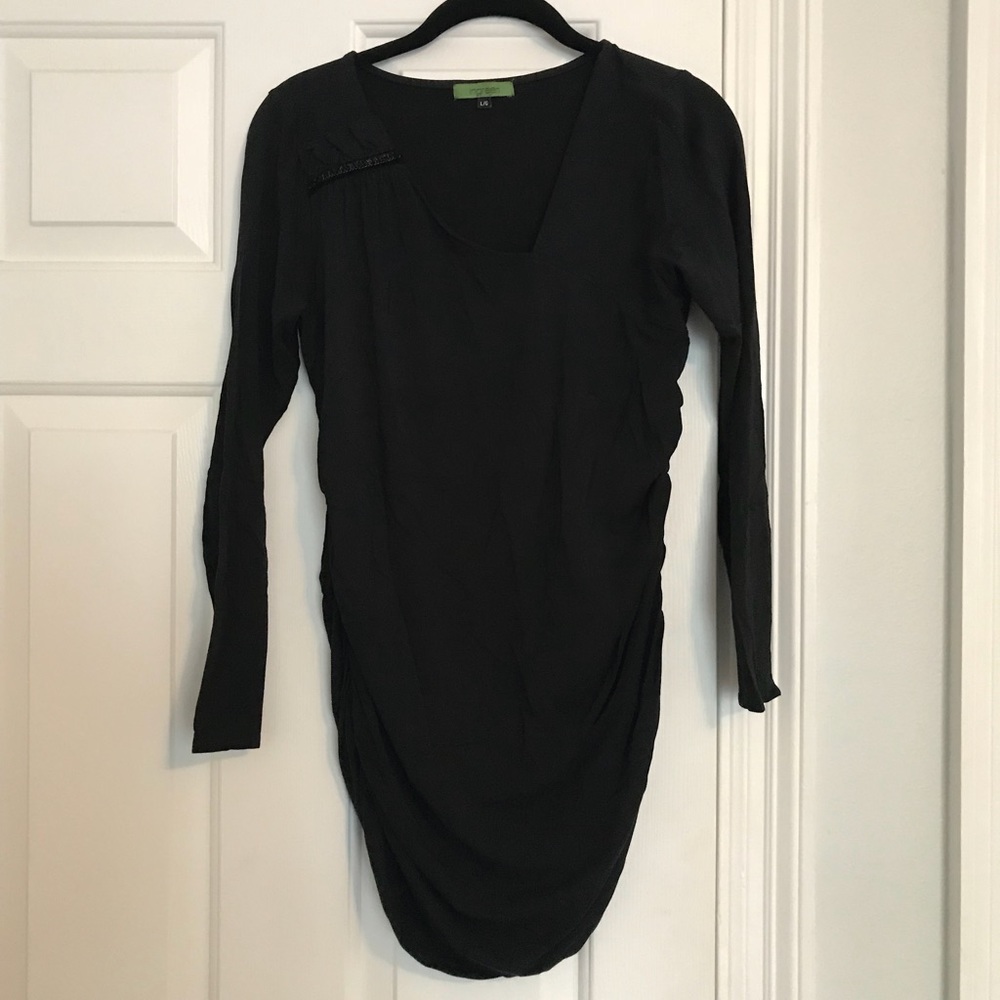ingreen size large black asymmetric neckline top